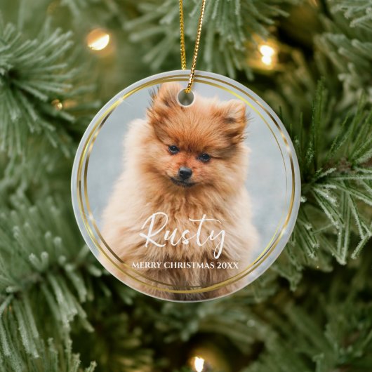 Name des Golden Circle Frame Pet Keramik Ornament (Baum)