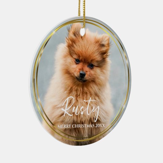 Name des Golden Circle Frame Pet Keramik Ornament (Rechts)