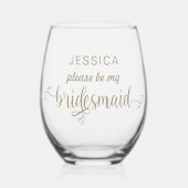 Name des Goldene Skripts für meine Bridesmaid-Anfr Weinglas Ohne Stiel (Vorderseite)