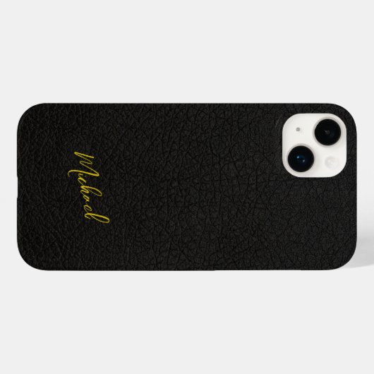 Name des Goldschwarz-Leder-Look Case-Mate iPhone Hülle (Rückseite (Horizontal))