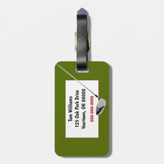 Name des Golfballs Gepäckanhänger (Rückseite vertikal)
