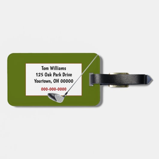 Name des Golfballs Gepäckanhänger (Rückseite horizontal)