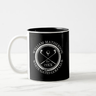 Name des Golfclubs Schwarz/Weiß Personalisiert Zweifarbige Tasse
