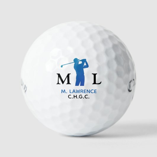 Name des Golfklubs Abkürzung Blue Monogram Golfball (Vorderseite)