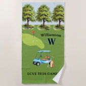Name des Golfkurses Monogram Strandtuch (Vorderseite)
