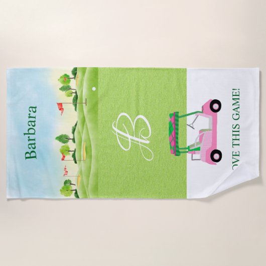 Name des Golfkurses Monogram Strandtuch (Vorderseite)