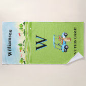 Name des Golfkurses Monogram Strandtuch (Vorderseite)