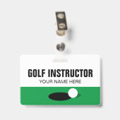 Name des Golflehrers Abzeichen mit Clip oder Lanya Ausweis (Rückseite mit Clip)
