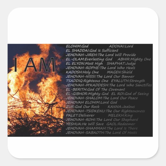 Name des Gottes Quadratischer Aufkleber (Vorderseite)