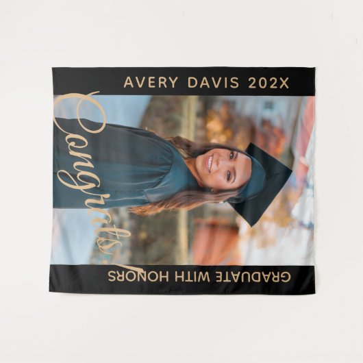 Name des Graduate Foto Year mit Ehrengrad Wandteppich (Vorderseite (Horizontal))