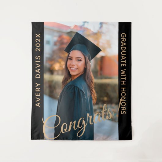 Name des Graduate Foto Year mit Ehrengrad Wandteppich (Vorderseite)