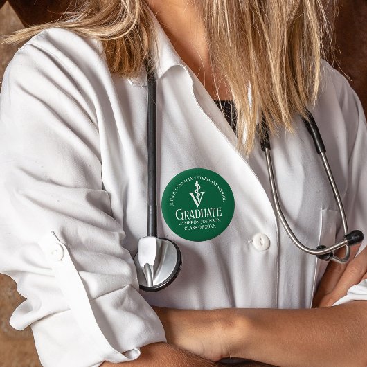 Name des Graduate-Namens der Custom Green Veterina Button