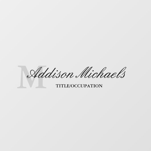 Name des grauen schwarzen elegant Monogramms Fensteraufkleber (Blatt)