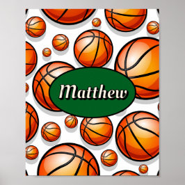 Name des grünen Basketballmusters Poster