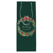 Name des grünen klassischen Weihnachtskranzes Geschenktüte Für Weinflaschen (Rückseite)