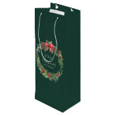 Name des grünen Weihnachtskranzes Geschenktüte Für Weinflaschen (Rückseite Schrägansicht)
