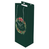 Name des grünen Weihnachtskranzes Geschenktüte Für Weinflaschen (Vorderseite Schrägansicht)
