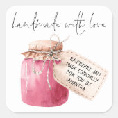 Name des handgefertigten Raspberry-Stamms Quadratischer Aufkleber (Vorderseite)