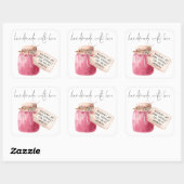 Name des handgefertigten Raspberry-Stamms Quadratischer Aufkleber (Blatt)