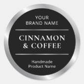 Name des handgefertigten schwarzen und silbernen P Runder Aufkleber (Vorderseite)