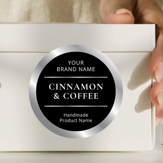 Name des handgefertigten schwarzen und silbernen P Runder Aufkleber