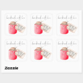 Name des handgefertigten Strohberry-Marmelade Quadratischer Aufkleber (Blatt)