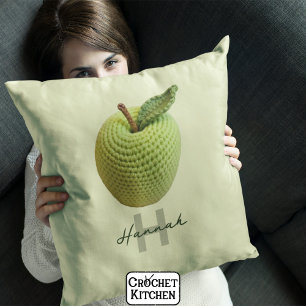 Name des Handmade Craft Green Crochet Applet Monog Kissen