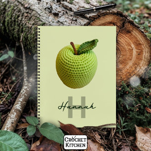 Name des Handmade Craft Green Crochet Applet Monog Notizblock
