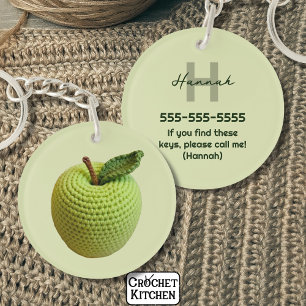 Name des Handmade Craft Green Crochet Applet Monog Schlüsselanhänger