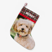 Name des Hauses und Foto Roter Flanell Kleiner Weihnachtsstrumpf (Vorderansicht (hängend))