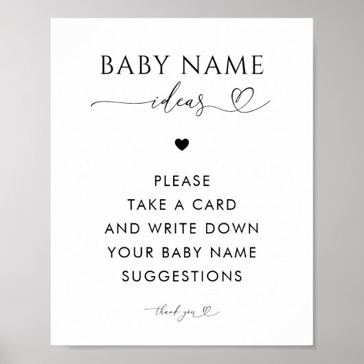 Name des Heart Skripts Vorschläge Baby Duschunters Poster (Vorne)