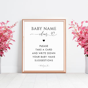 Name des Heart Skripts Vorschläge Baby Duschunters Poster