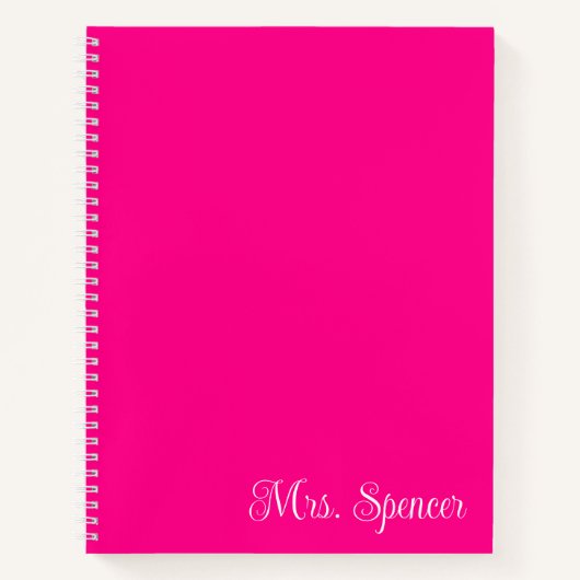 Name des heiß rosa und weißen Lehrers Notizblock (Vorderseite)