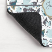 Name des hellblauen, floralen Watercolor Clematis Mousepad (Ecke)