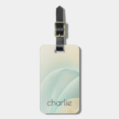 Name des hellen Aqua-Blau-Wirbel und des goldgelbe Gepäckanhänger (Vorderseite vertikal)