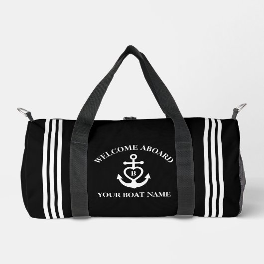 Name des Herzklopfs Monogramm schwarz Duffle Bag (Vorderseite)