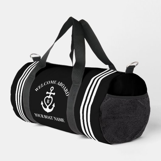 Name des Herzklopfs Monogramm schwarz Duffle Bag (Rechte Ecke)