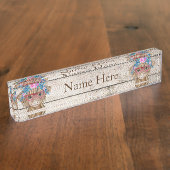 Name des Highland Cow Country Desk Plate Namensplakette (Seite)