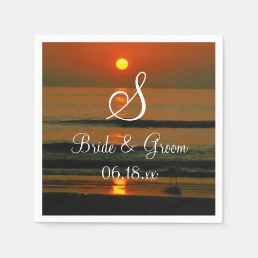 Name des Hochzeitmediums Termine Sunset Beach Napk Serviette (Vorderseite)
