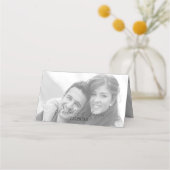Name des Hochzeitstiefs Schwarz-Weiß-Foto Platzkarte (Rückseite)