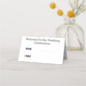 Name des Hochzeitstiefs Schwarz-Weiß-Foto Platzkarte (Vorderseite)