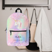 Name des holografisch rosa Monogramms Bedruckter Rucksack