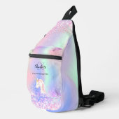 Name des holografisch rosa Monogramms Crossbody Bag (Rechte Ecke)