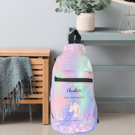 Name des holografisch rosa Monogramms Crossbody Bag