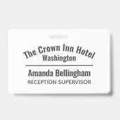 Name des Hotelpersonals Ausweis (Vorderseite)