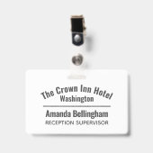 Name des Hotelpersonals Ausweis (Vorderseite mit Clip)