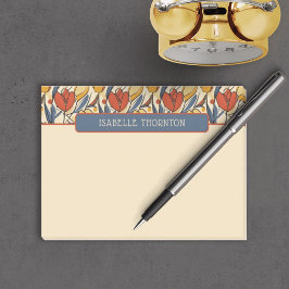 Name des hübschen roten und gelben Tulip-Musters Post-it Klebezettel