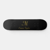 Name des hübschen Schwarz-Gold-Monogram-Skripts Skateboard (Horizontal)