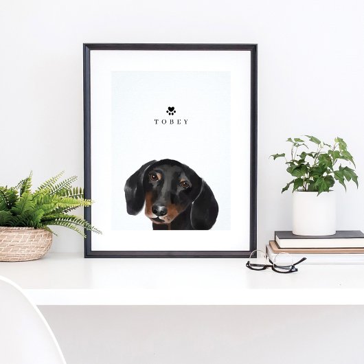 Name des Hundes der schwarzen Dackel Aquarellfarbe Poster