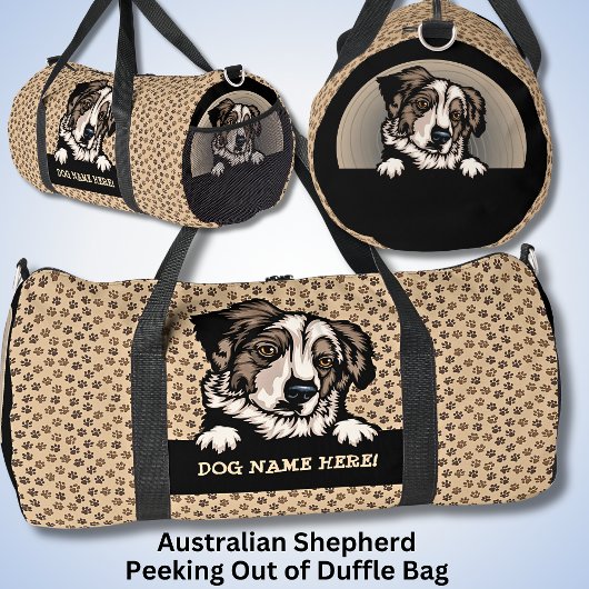 Name des Hundes hinzufügen, australischer Hirte Duffle Bag